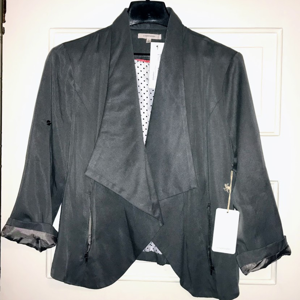 41 Hawthorn Gray Teegan Draped Tab Sleeve Blazer L - Picture 2 of 5